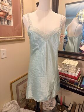 Victoria's Secret Pale Blue Lace-Trim Slip